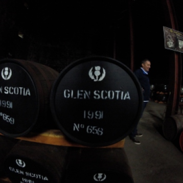 Casks of aging Whiskey.